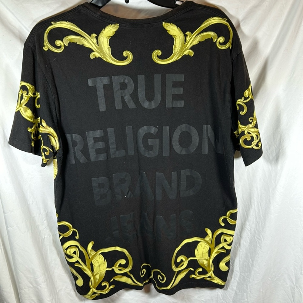 True Religion Black and Yellow Size Large Men’s Short Sleeve T Shirt